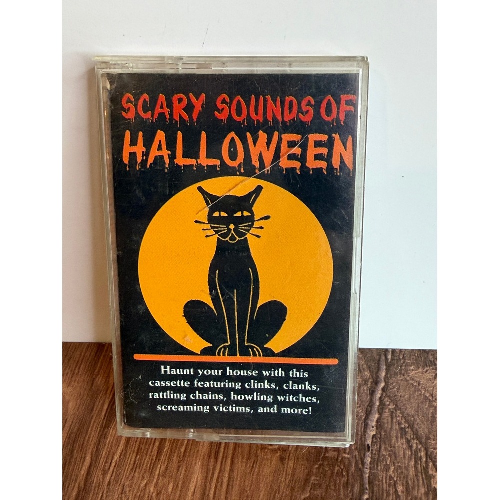 Vintage 1991 Scary Sounds of Halloween K Tel Cassette Tape Black Cat